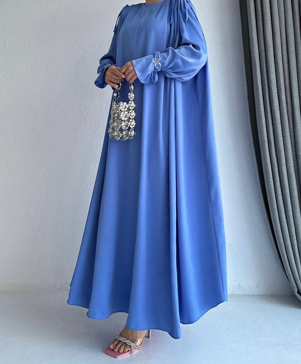 robe-longue-évasée-bleu
