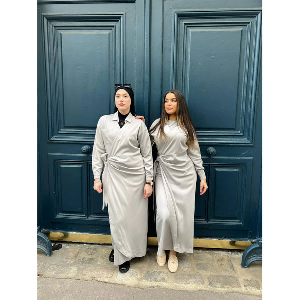robe-longue-croisee-grise-shams