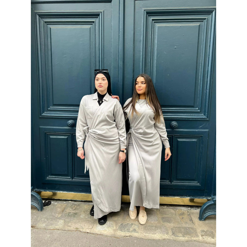 robe-longue-croisee-grise-shams
