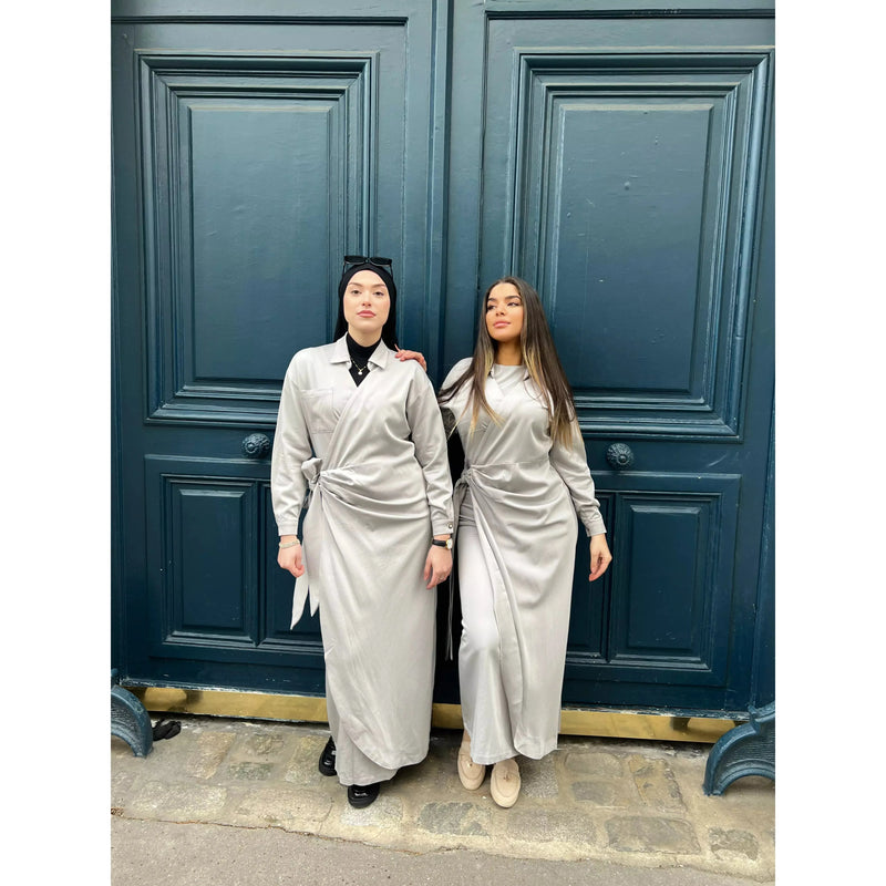 robe-longue-croisee-grise-shams