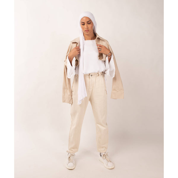 Jeans Momfit Beige